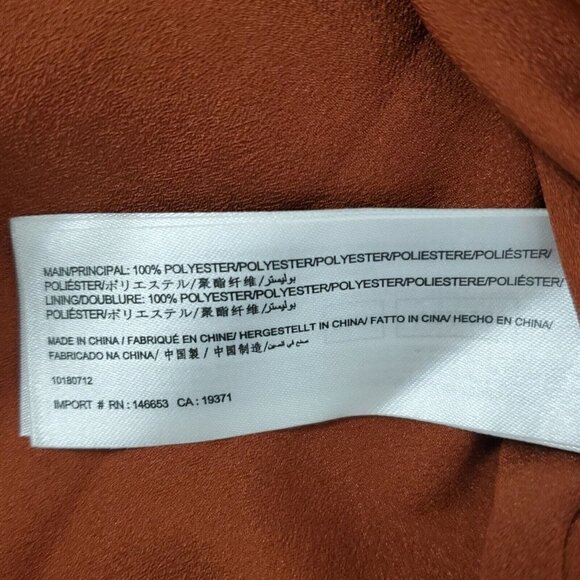 C/meo Collective Womens Mini Dress XXS Cognac Copper‎ Eminence Tie Waist Draped - Picture 10 of 13